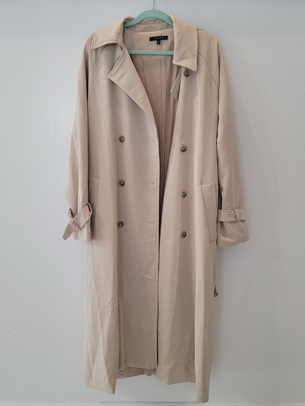 Fore Womens Belted Trench Coat - Beige Size L - Picture 4 of 10